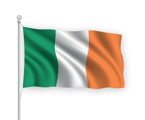 3d waving flag Ireland Isolated on white background. 6473996 Vector Art ...