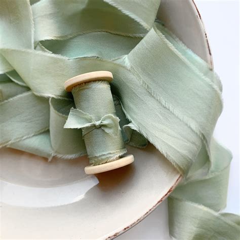 SAGE GREEN Silk Ribbon On Spool 3 Yards Perfect For Etsy