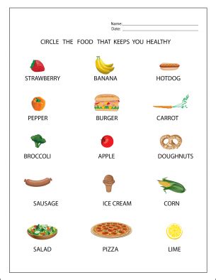 Free Printable Worksheets, Calendars, Invitations, Cards and more!: Healthy Foods Worksheet