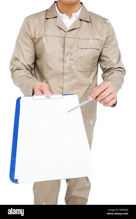 Delivery Man With Clipboard Stock Photo Alamy