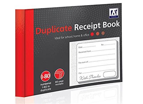 80 Page Duplicate Receipt Book Numbered Pages 2 Sheets Carbon Paper