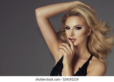 Sexy Blond Woman Wear Black Lingerie Stock Photo Shutterstock