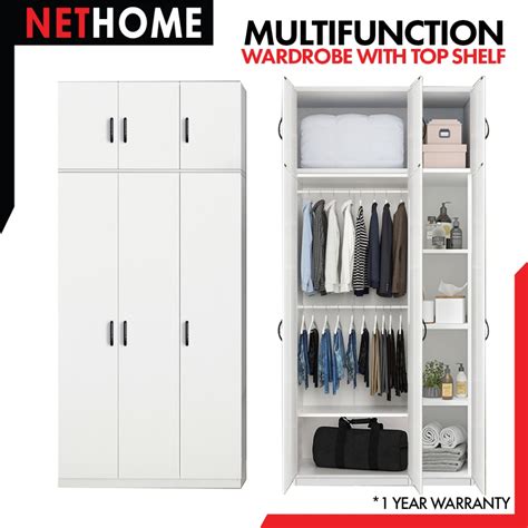 Free Shipping Nethome 10 6 4 DOORS WARDROBE WITH SHELF Almari