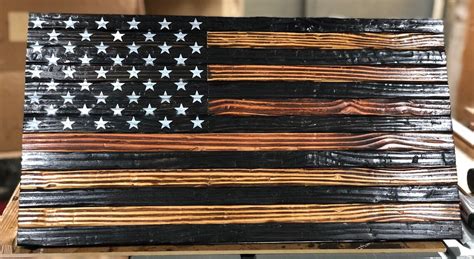 Rustic Burnt Chiseled American Flag Wood American Etsy