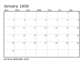 Download 1858 Printable Calendars