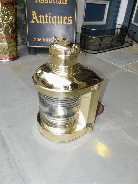 American Nautical Brass Perko Marine Lantern With Orig Fresnel Lense Ny C 1920 For Sale At 1stdibs