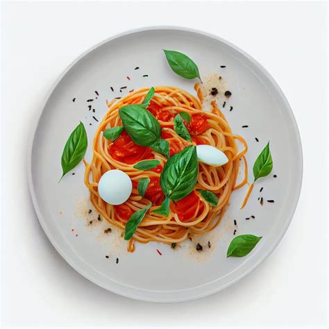 Premium Ai Image Pasta On Plate With Basil Leaves Generative Ai