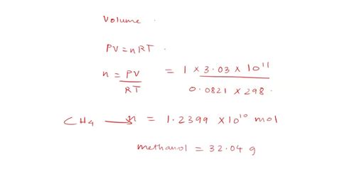 Solved What Volume Of Methanol Is Formed From L Of Methane