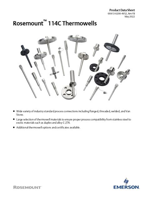 Product Data Sheet Rosemount 114c Thermowells En 80170 Pdf Pipe