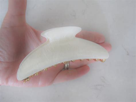 Large Pearl White Design Hair Claw Clip For Thick Hair Etsy