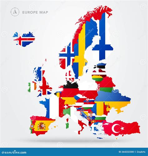 Mapa Europeu Bandeiras Europeias Ilustra O Do Vetor Ilustra O