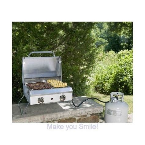 Stainless Steel Portable Lp Propane Bbq Gas Grill Cover Patio Table Top Camping Barbecues