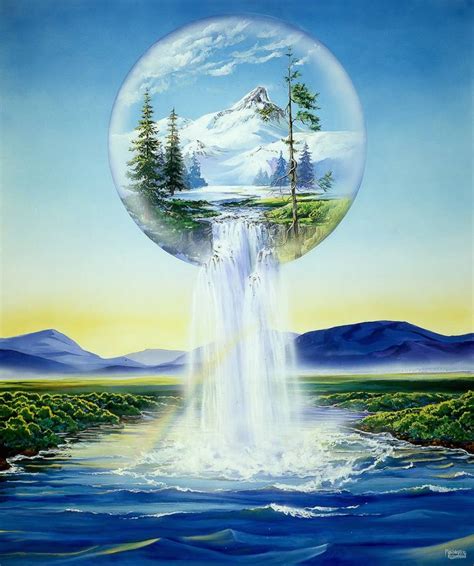 World Within A World Art Print Landscape Art Painting Waterfall