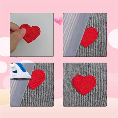 Snapklik Pcs Red Heart Shape Iron On Patches Red Hearts