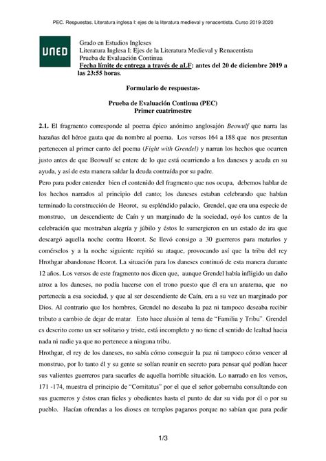 Pec Ejes Uned Pec Respuestas Literatura Inglesa I Ejes