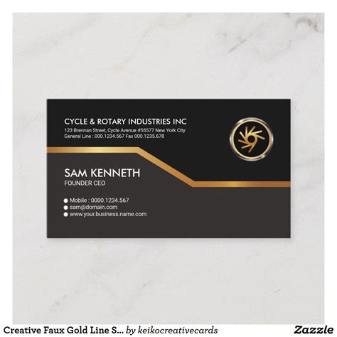 Creative Faux Gold Line Simple Black Founder Ceo Business Card Zazzle