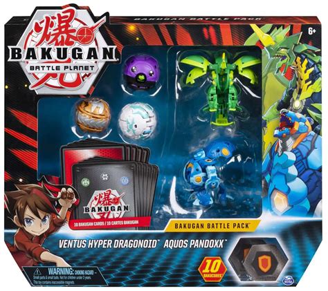 Bakugan Battle Planet Battle Brawlers Ventus Hyper Dragonoid Aquos Pandoxx 5 Figure Battle Pack