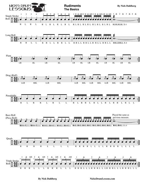 Rudiments Full List Nicks Drum Lessons