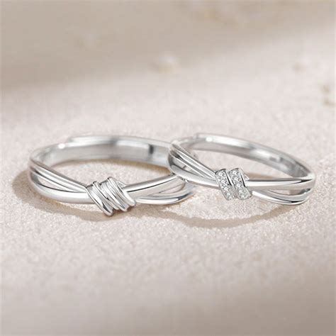 Engravable Infinity Knot Matching Promise Rings For Couples In Sterling