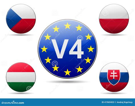 Landesflagge Der Visegrad Staaten V4 Vektor Abbildung Illustration