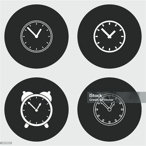 Clock Icon Set Stock Illustration Download Image Now Alarm Art Business Istock