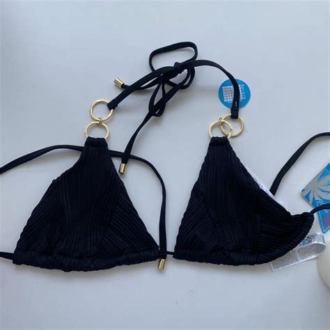 Black Bikini With Gold Rings Size Medium BNWT Depop