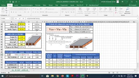 Uso De Plantilla Para Calculo De Ladrillo Mortero Concreto Piedra En Construcción Youtube