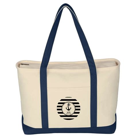 Large Heavy Cotton Canvas Boat Tote Embroidered Deluxe