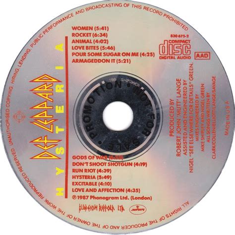 Def Leppard Hysteria 1987 Cd Discogs