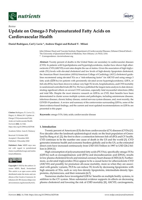 (PDF) Update on Omega-3 Polyunsaturated Fatty Acids on Cardiovascular ...