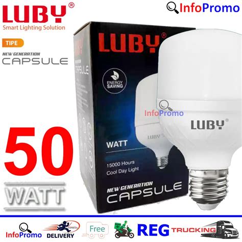 Jual Bohlam Lampu LED 50 Watt Luby New Generation Capsule Cahaya Putih