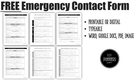 Free Printable And Editable Emergency Contact Form