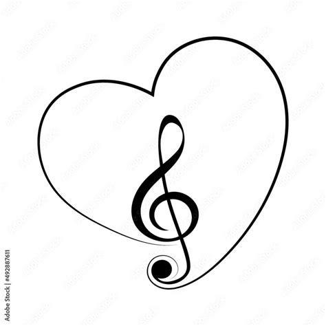 Music Note Treble Clef Heart Shape Vector Illustration Stock Vector Adobe Stock