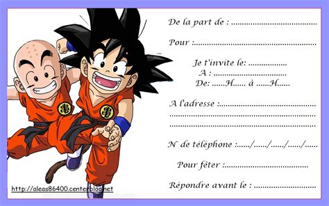 Carte D Invitation Anniversaire Gratuite À Imprimer Dragon Ball Z