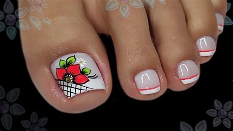 UÑas Hermosas Para Enbellecer Tus Pies 🦶 DiseÑo De UÑas Con Flor 🌺