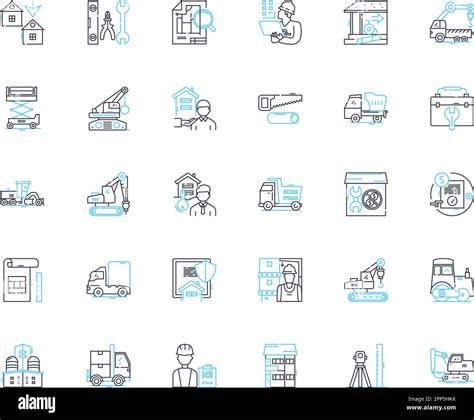 Iconos Lineales De Contratistas Establecidos Construcci N Renovaci N