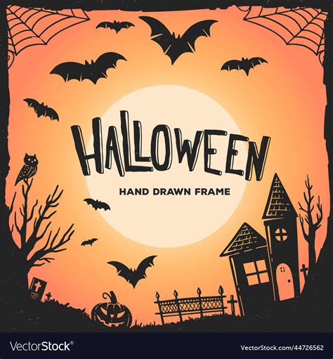 Hand drawn halloween cemetery background design Vector Image