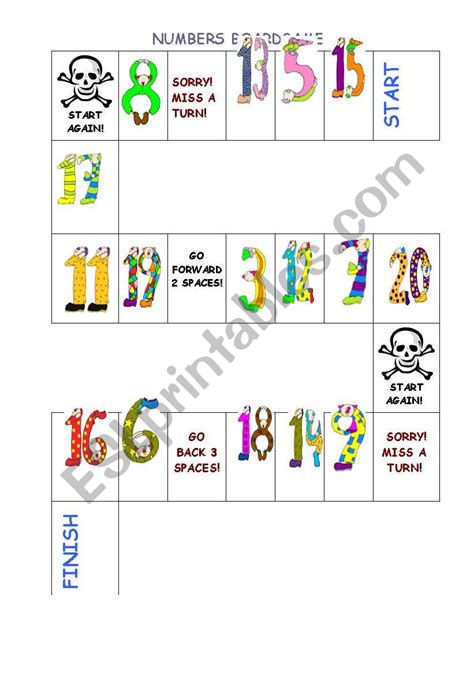 NUMBERS 1 20 BOARD GAME ESL Worksheet By Guveri