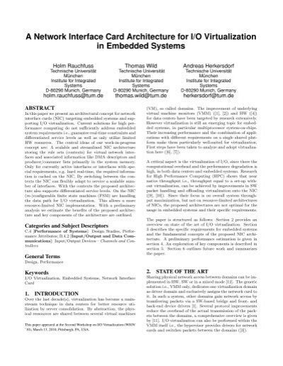 A Network Interface Card Architecture For Io Virtualization In Tum