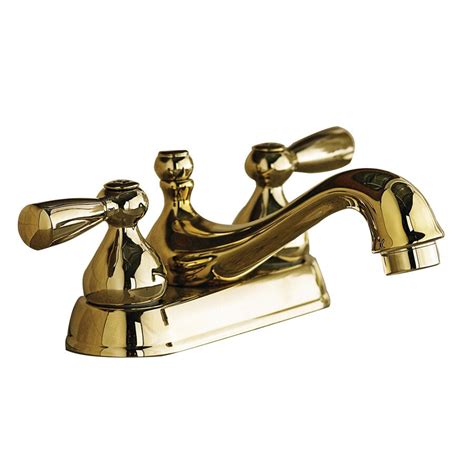 Aquasource Polished Brass 2 Handle 4 In Centerset Watersense Bathroom Faucet Drain Included At