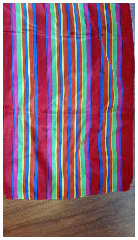 Liz Claiborne Rainbow Stripe Oblong Silk Scarf Hoosier Collectibles