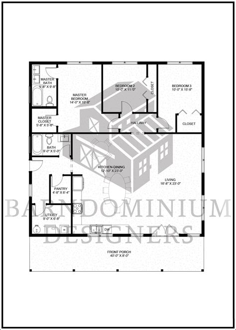 The Cecil Plan 3 Bedroom Barndominium Floor Plan Etsy