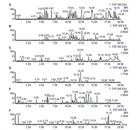 Base Peak Ion Current Bpi Chromatograms Of The Feces Brain And