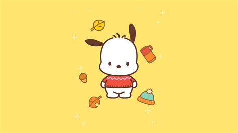 Pochacco Wallpaper 4K, Sanrio, 5K, Yellow background