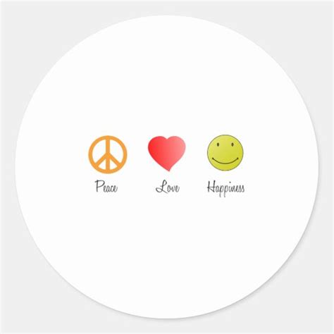 Peace Love Happiness Symbols Classic Round Sticker | Zazzle.co.uk