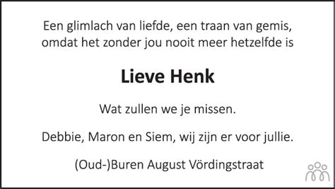 Henk Schepers Overlijdensbericht En Condoleances Mensenlinq Nl