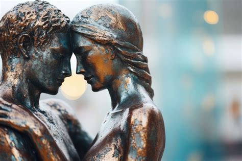 Metallic Sculptures In Love Hugging Free Stock Photo | picjumbo