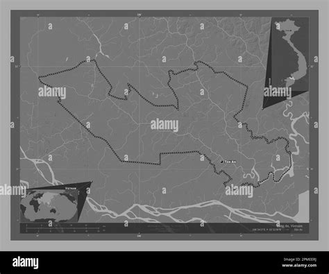 long  province  vietnam bilevel elevation map  lakes