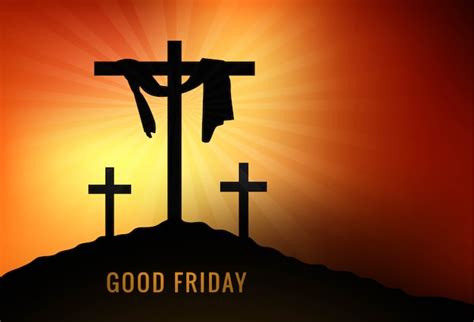 Good Friday Background With Cross And Sun Rays In The Sky Free Vector