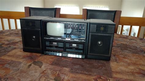 Ghetto Blaster Citizen Stereo System Radio Double Cassette With Built In 5 Tv Vintage Stereo